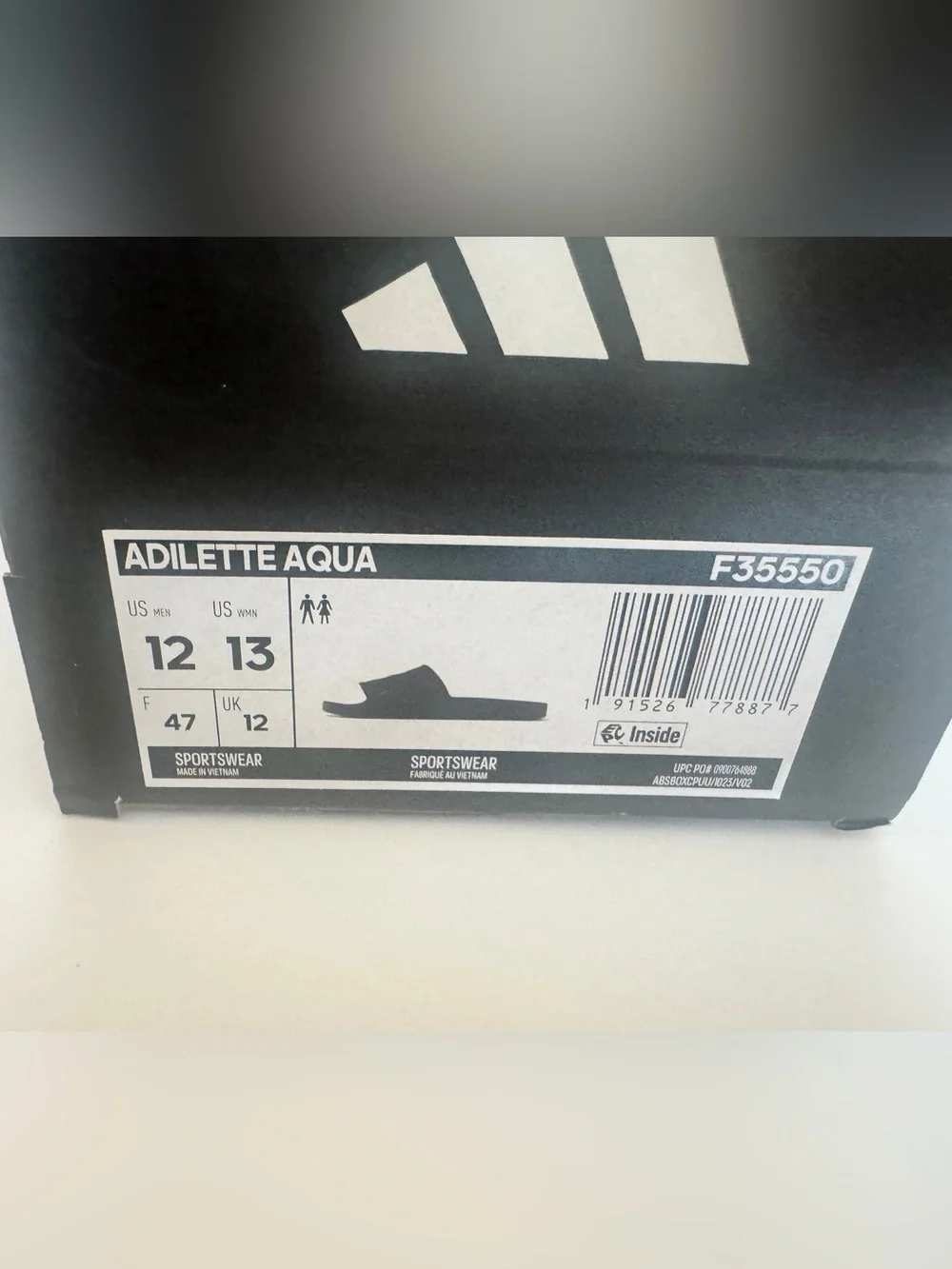 NEW adidas Black Adilette Aqua Slide Sandals